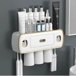 027 Выжималка для зубных щёток с выдвижными ящиками TOOTHBRUSH HOLDER XL-716 (20)